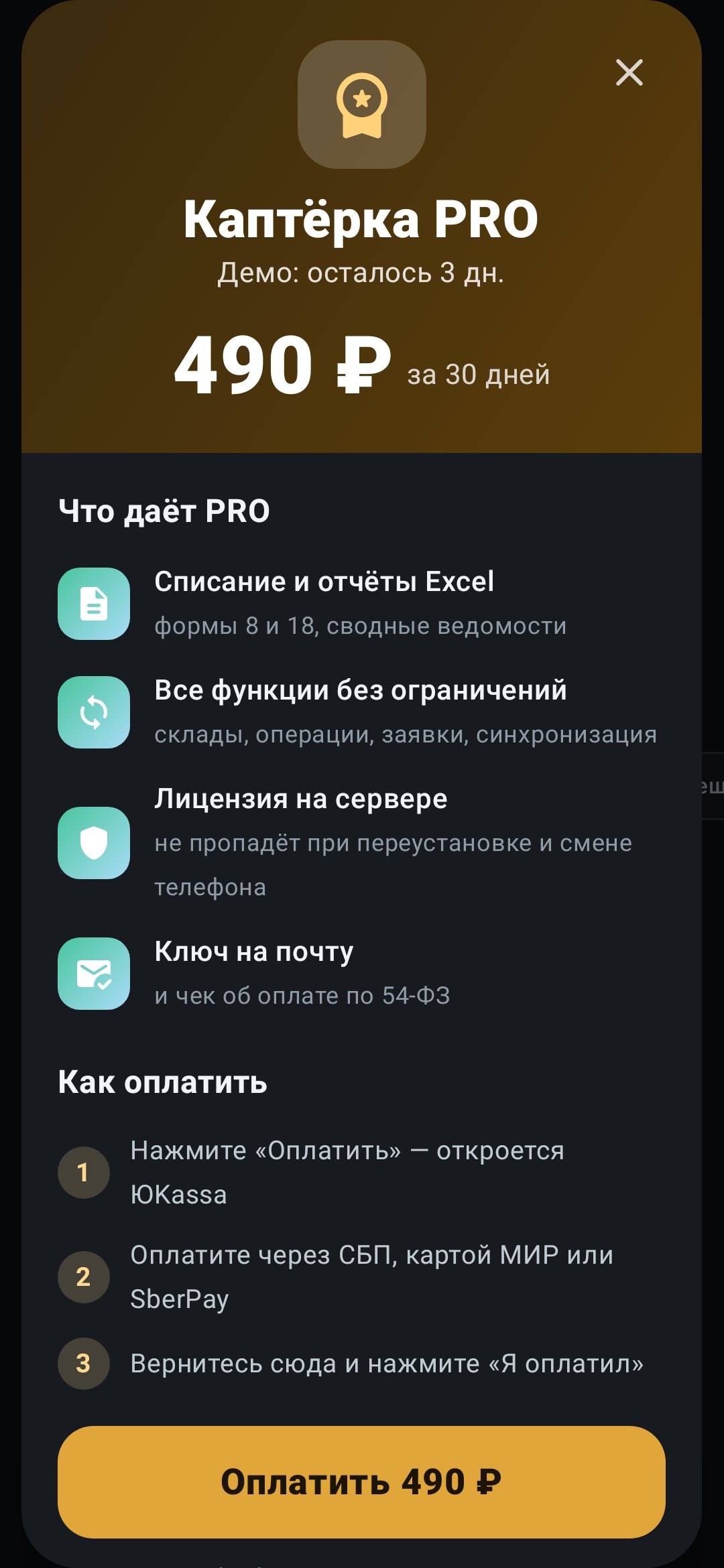 Окно лицензии PRO